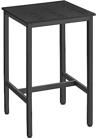 VASAGLE Bartisch, Stehtisch, Küchentisch, hoch, mit Stahlgestell, 60 x 60 x 92 cm, einfache Montage, für Küche, Wohnzimmer, Industrie-Design, ebenholzschwarz-schwarz LBT025B56
