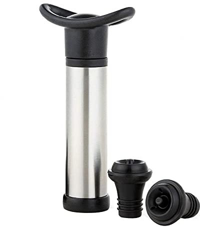 Set di tappi per vino, 1 pompa a vuoto in acciaio inox con 2 tappi per bottiglie di vino, tappo sottovuoto per la casa cucina bar