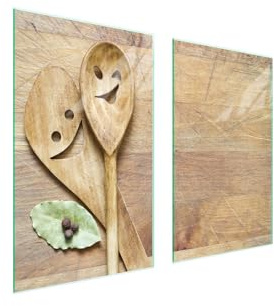 TMK ArtDeko Placa protectora de vitrocerámica 75 x 52 cm 2 pieza cocina eléctrica universal para inducción protección contra salpicaduras tabla de cortar de vidrio templado, Cuchara