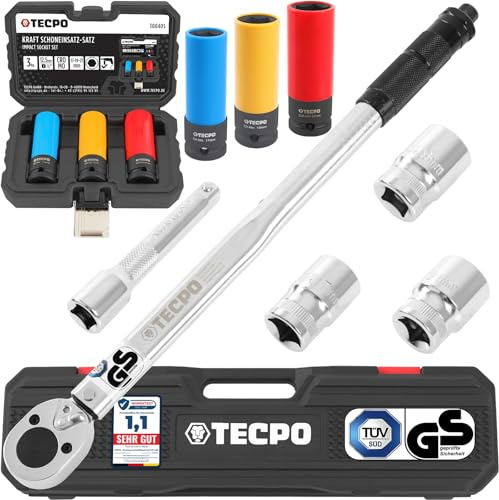 TECPO - Chiave dinamometrica 1/2, 40-210 Nm + chiave a bussola da 17-19-21 mm