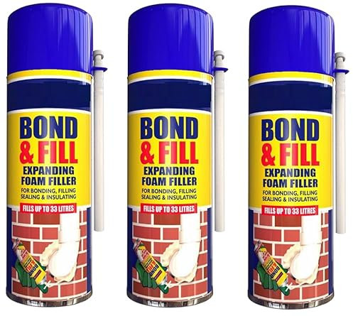 3 X Expanding Foam PU Bond and Fill Sealing Insulating around Pipes Windows cracks on walls Gap Filler Spray 500ml