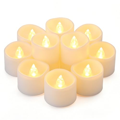 Yakpo 48 Stück warmweiße flammenlose LED Teelichter mit Timer, batteriebetriebene flackernde LED Kerze mit Timerfunktion, große elektrische Votivkerzen für Zuhause, Halloween Weihnachtsdekoration