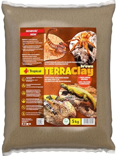 TERRACLAY Brown 5kg - Natürlicher Untergrund für Terrarien kreieren die Umwelt Ihrer Wüsten- und Steppentiere mit Terraclay