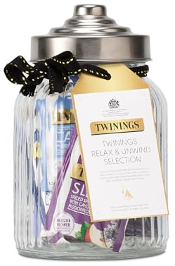 Twinings Superblends Relax & Unwind Selection Filled Jar | Tea Lover Gift | Self Care Gift | 30 Recyclable Individually Wrapped Plant-Based Tea Bags