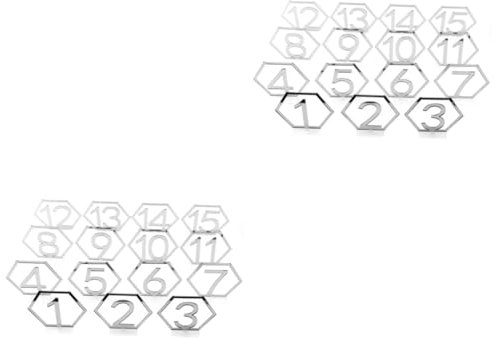 PRETYZOOM 2sätze Acryl Tischnummern Karten Hexagonal-design Für Hochzeiten Bankette Und Catering Elegante Wiederverwendbare Tischnummern Silber