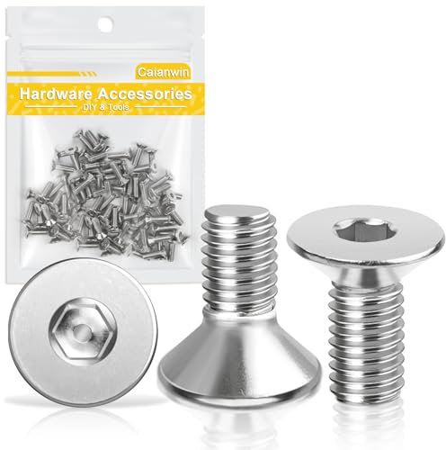 Caianwin 100 viti a testa svasata M3 x 8 mm, in acciaio inox DIN 7991, a testa svasata esagonale, filettatura metrica regolare