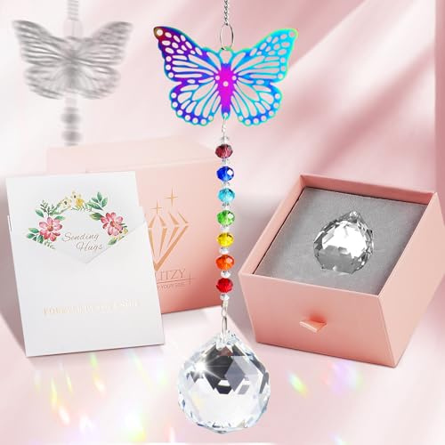 Stylitzy Sympathy Gift for Loss of Loved Ones, Sorry for Your Loss Bereavement Suncatcher for Women, Memorial Crystal Rainbow Maker for Funerals, Miscarriage, Daily Remembrance, Butterfly