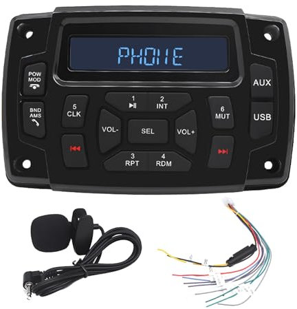 Geloo Barca Marine Stereo Impermeabile Lettore MP3 AM/FM Radio Nautica per barca, Stereo Media Ricevitore Yacht Funzione di Chiamata in Vivavoce per Barche, Yacht Marine
