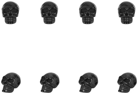UNICRAFTALE 8 Stück Totenkopf Perlen, Edelstahl, Schwarz, 14mm, Metallperlen für Halloween Dekoration und Schmuckherstellung