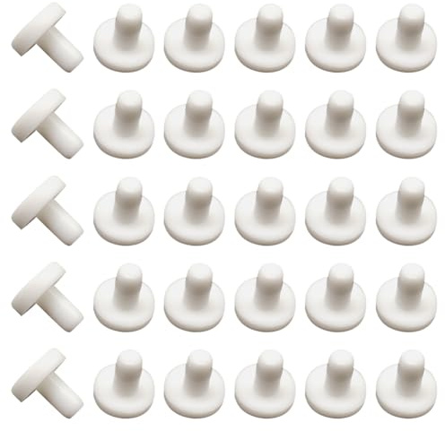 JIHUOO 200 Pcs 3 mm Plastic White Button Hole Plugs - Furniture Hardware Screw Cap Hole Covers - Flush Type