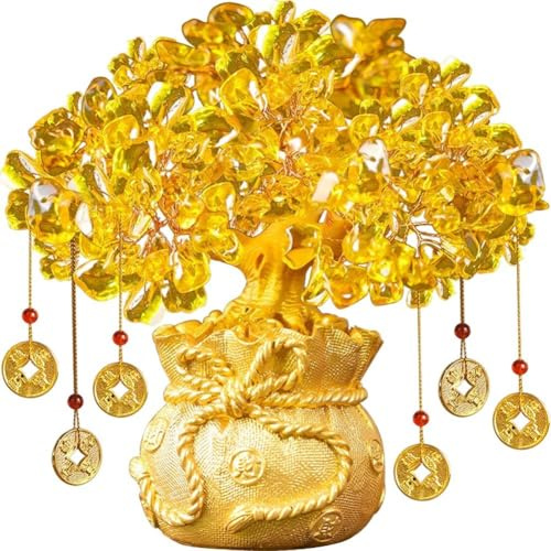 Lpitoy Árbol De Dinero De Feng Shui Bonsai para Fortuna, Dinero, Buena Suerte, Riqueza, Prosperidad Y Éxito, Árbol De Citrino para Decoraciones De Feng Shui para Hogar