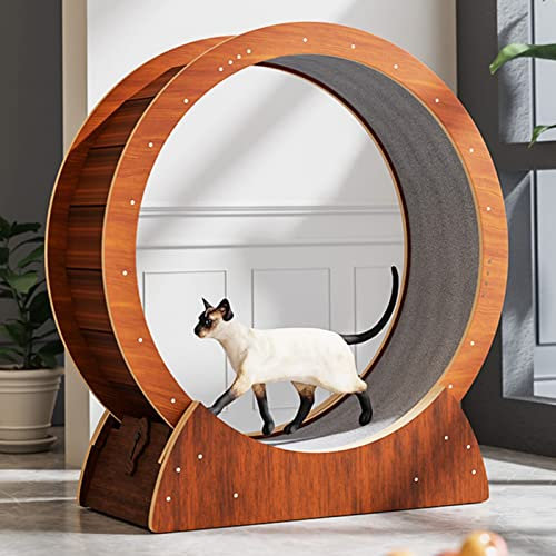 GLJTUO Braunes Laufband Für Katzen, Kleine, Mittelgroße Und Große Katzenlaufräder Für Kätzchen, Katzenlaufrad 80/90/100/110 cm,Brown-M-Diameter 90cm(35 3/8