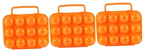 Mikikit 3 Pezzi 12 Uova Contenitore Portatile Contenitore in Plastica Maniglia Serratura Per Cucina Campeggio Arancione