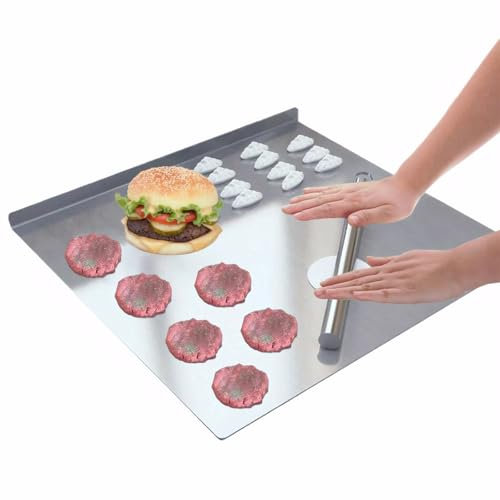 Accmuzzy Planche à Découper Inox 40x30cm, Plaque Inox Plan de Travail Cuisine, Planche a Decouper Inox, Idéale pour Cuisson, Pétrissage, Découpe et Comme Planche