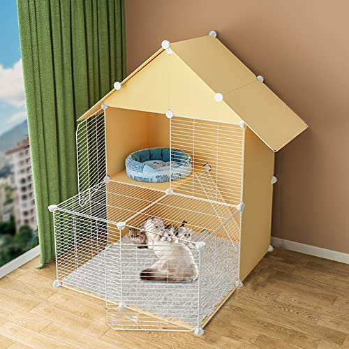 AYVADA Katzenkäfige für den Innenbereich – DIY-Laufstall für Haustiere, Katzenkäfig, Laufstall, Übungshof, Zaun, Käfig mit Tür, Kleintierkäfig, Gehege, Metalldrahtzaun für Kätzchen, Hasen, Chinchil
