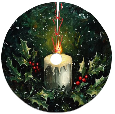 Gonna per albero di Natale a forma di agrifoglio, verde vintage, per decorazioni invernali per la casa, feste di Natale, decorazione per interni ed esterni, 121 cm