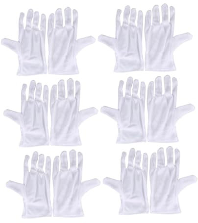IWOWHERO 12paare Elastische Weiße Polyester-handschoenen Feuchtigkeitsabsorbierend Rutschfest Für Schmuckuntersuchungen Gartenarbeit Und Industrielle Anwendungen