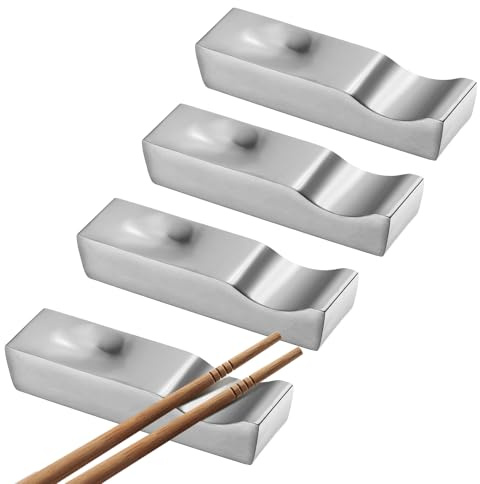 sourcing map Lot de 4 repose-baguettes en acier inoxydable 304 - Multifonctions - Pour comptoir - Cuillère, fourchette, couteau - Décoration de table - Argenté