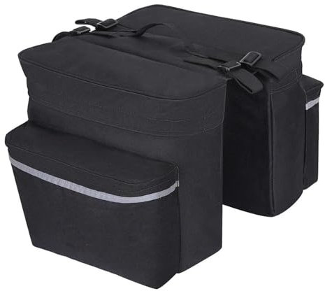 GroßE KapazitäT Seite Satteltaschen Motorrad Satteltaschen Fahrradtasche Packtaschen Gepäckträgertasche 30L Große Kapazität Wasserdicht Fahrrad Stamm Satteltasche(Black)