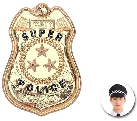Partilandia | Placa de Policía Súper Police de metal dorada