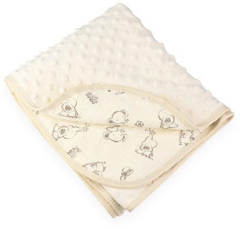 Hivia Couverture Bébé Naissance Carre Coton Bebe,100 * 100cm Couverture Polaire bébé Couette Bebe,Couverture Double pour Bébé, Douce et Respectueuse de la Peau|Éléphant