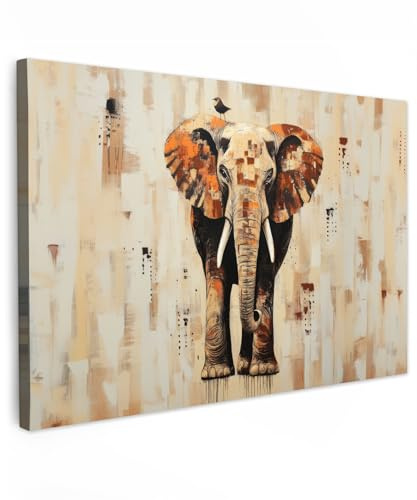 MuchoWow© Wandbilder Groß XXL Wohnzimmer Wanddeko Schlafzimmer Zimmerdeko | 120x80 cm - Wandgemälde Zimmer Deko auf Wand Dekoration Wall Art Elefant - Rüssel - Mosaik - Abstrakt