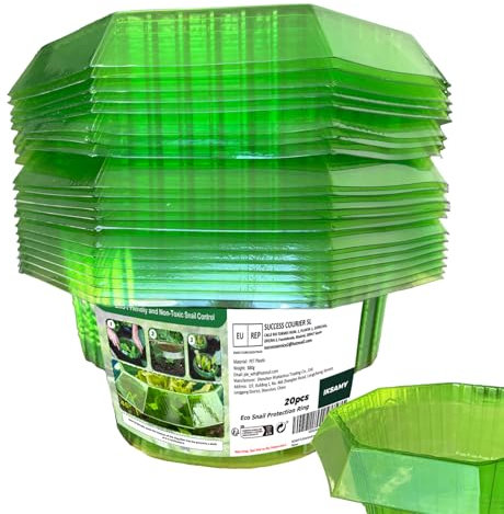 IKSAMY Lot de 20 colliers anti-escargots - Clôture anti-escargots - Protection contre les escargots - En plastique - Pour plantes de jardin - Vert