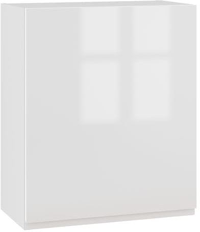 Laclar Grifflose Küchenschrank MOD - Hochglanz lackierte MDF-Front - vielseitig kombinierbar - praktische Einlegeböden - selbstmontage - modernes Design - 60x32x72 cm - Weiß