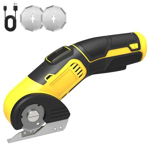 Elektrische Schere, Elektrischer Kastenschneider, Wiederaufladbarer Kartonschneider, Kabelloser Rollschneider mit extra Klinge für Stoff, Leder, Teppich, DIY Handwerk & Verpackung