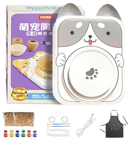 Generisch Töpferscheibe-Set für Kinder - Elektrisches Töpfer-Kit an Anfänger | Maschine zum Formen und Bemalen von Ton | Kreatives Spielzeug mit Werkzeugen, ideal bei Handwerk sowie Kunst