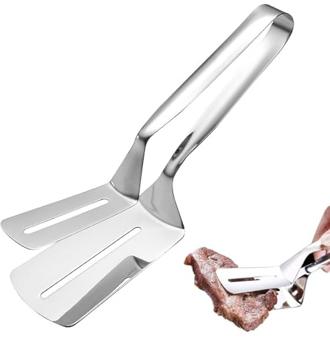 Pinzas de cocina de acero inoxidable de 25 cm, pinzas profesionales para barbacoa con 7 cm de ancho, para carne, verduras, pasteles, aptas para lavavajillas, pinzas para barbacoa, para cocina, camping