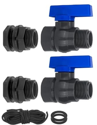 Watreketal Paquetes de grifos de barril de lluvia a granel con arandelas de silicona gruesas y conectores roscados compatibles para almacenamiento de agua, accesorios de cosecha de agua de lluvia
