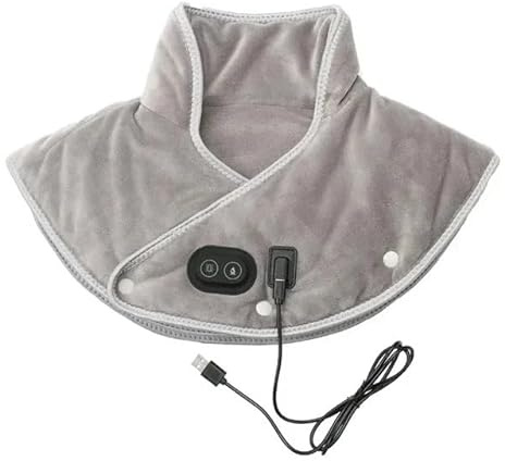 Heated Shawl, Wearable Heated Blanket Electric Heating Pad Neck Shoulder Shawl Winter Rapid Blanket Heated Massage Cape Cervical Massager Relieve Fatigue(Grey Heat Massage)