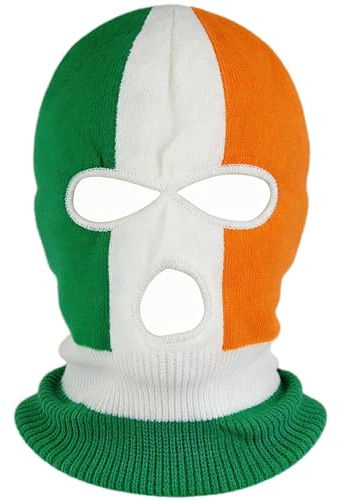 MUNSKT Irische Balaclava, Irische Balaclava Irland Flagge, Dreifarbige Gestreifte Gesichtsmaske, Atmungsaktive, Grün Für Musikfestivals Und Wintersport