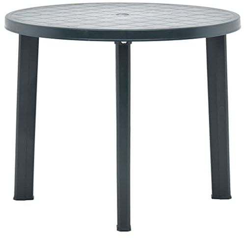 Table de jardin ronde verte – Table d'extérieur légère en plastique – Résistante aux intempéries et portable – Idéale pour le jardin, les pique-niques, les barbecues et les événements en plein air