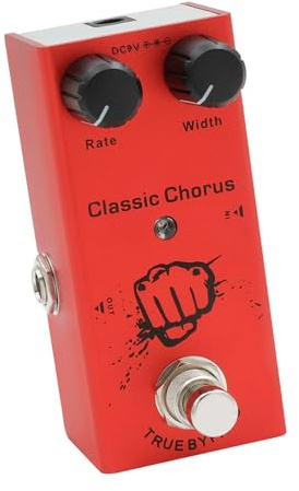 SEAFRONT Pedal de Efecto de Guitarra Overdrive Vintage, Mini Impulso de Distorsión de Unidad de Metal con Indicador LED, 10 Tipos de Efectos de Trémolo de Retardo Digital de Coro Analógico para (rojo)