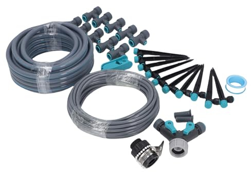 SIXRUN Kit D'Irrigation Goutte à Goutte, Système D'Arrosage de Jardin avec Tuyau de 10m et Pulvérisateurs Réglables pour Pelouse Jardin Cour Serre Terrasse et Plates-bandes