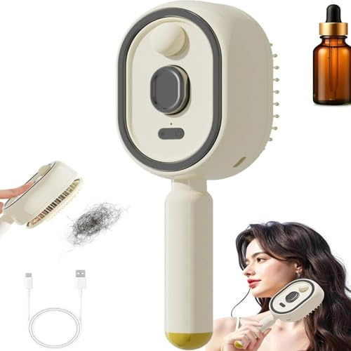 Spazzola A Vapore Elettrica - Lisciatrice A Vapore Ricaricabile Per Capelli Naturali, Pettine Massaggiante Retrattile Con Cuscinetto D'aria, Strumento Anti-crespos E Districante