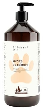 Olio di Salmone 100% Naturale per Cani e Gatti – Origine Norvegese, Omega-3, 6 e 9 con EPA, DHA e DPA – Pelle, Pelo e Articolazioni – 1000 ml con Dosatore – Zenement Pets
