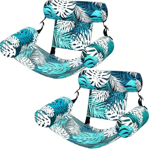 ZVD Gonfiabile Da Piscina Per Adulti, Tappetino Galleggiante Regolabile, Amaca 4-in-1 per Adulti e Bambini, Lettino Galleggiante con Comodi Schienali, Pompa Inclusa (Verde*2pcs)