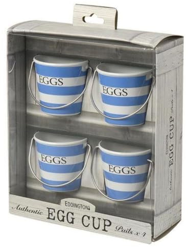 Blue & White Egg Cup Pails Set 4