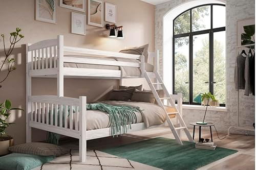 MUEBLESYA.COM-Litera Doble Blanco Decapado - Doble de Matrimonio de Pino Macizo- Triple