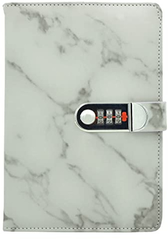 NectaRoy Notizbuch Notebook Modernes Design PU Lederbuch Skizzenbuch Journal,Notebook Sketchbook Memo Tagebuch Mit Schloss Code mit Stifthalter, Größe 218x150mm