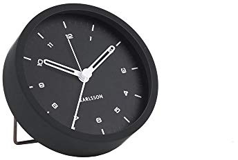 Karlsson - Tischuhr, Uhr, Wecker Tinge - Stahl - schwarz - Ø9 x T3 cm - Design: Armando Breeveld
