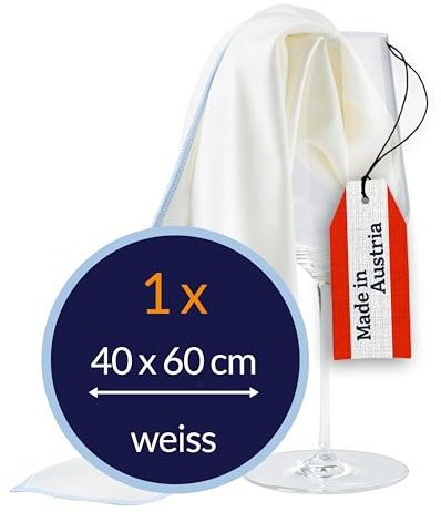 culiclean Bayeta Cristales – Lavable a 95°C, 1x, 40x60cm, Blanco | Paños de Microfibra para Pulido de Cristal, Paños de Limpieza, Balletas Cristales, Fabricado en Austria
