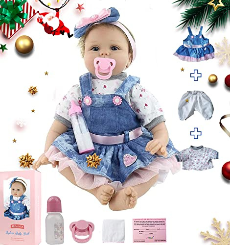 ZIYIUI 22 Pollici 55 Centimetri Bambole Reborn in Silicone Morbido Realistica Bambola Che Sembra Bimba Vera Sveglia della Ragazza del Ragazzo Bambini Giocattolo Bambole Reborn Maschio 3 Anni in su