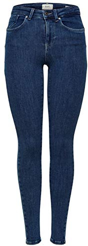 ONLY Dam Onlpower Mid Push Up Sk Jea Rea3223 Noos jeans, Mörkblå denim, XS