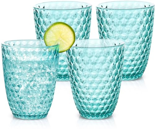 BELLAFORTE Verres incassable en Tritan - Lot de 4 - Contenance de 355ml - Collection Petit Laguna Beach - Lavable au lave-vaisselle - Verres indestructibles - Sans BPA - Couleur Bleu