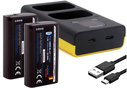 PATONA Platinum DMW-BLJ31 Akkus (2X 3500mAh) - Dual LCD Ladegerät 1882 (Eingang Micro-USB und USB-C) - kompatibel mit Panasonic Lumix DC-S1 DC-S1R DC-S1H
