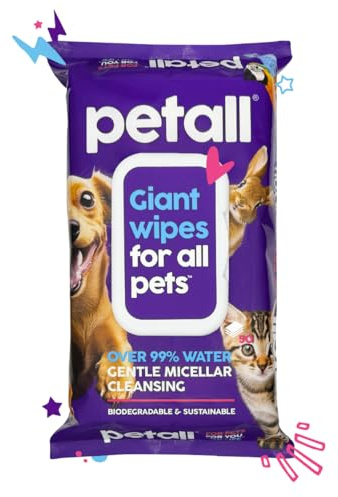 Petall All Round Giant Pet Towels, Extra Large Biodegradable Wipes | Hypoallergenic, Extra Large Biodegradable Pet Wipes, Perfect for Cleaning and Drying Pets, 50 Individually Wrapped Towels